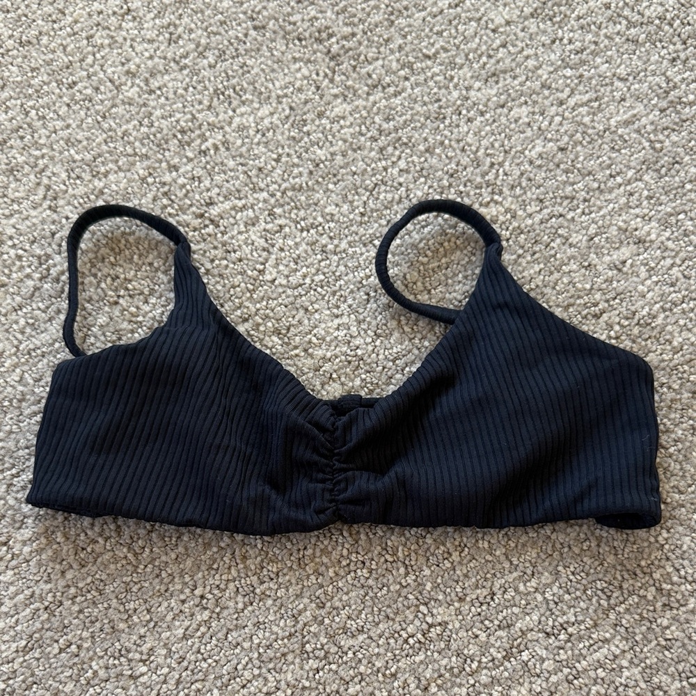 San Lorenzo Black Ribbed Bikini Top